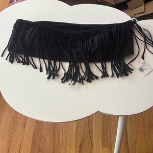 Forever 21 Black Fringe Swimwear Top